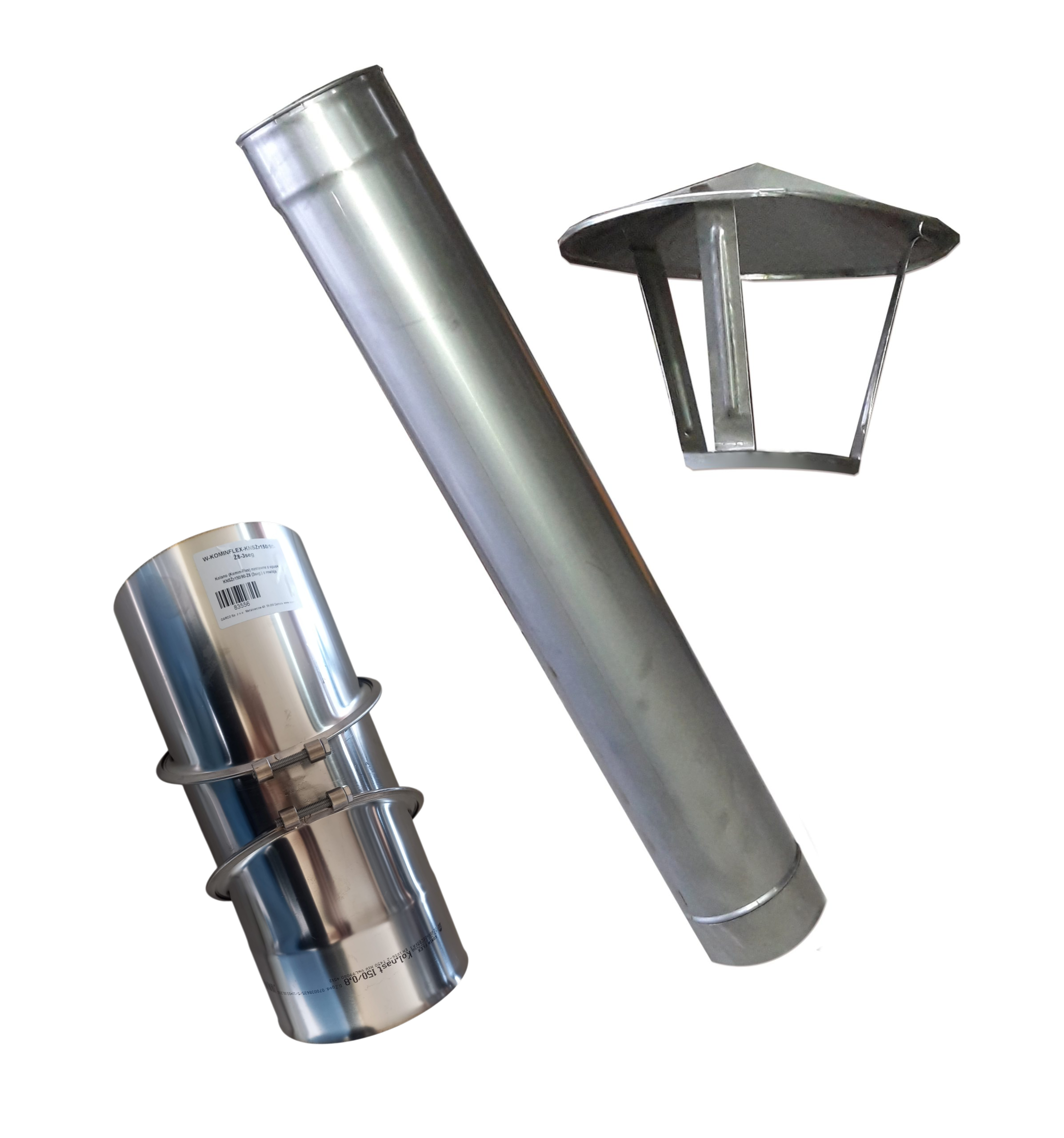 Rura 1m + kolano + daszek fi 150 mm stal nierdzewna - obrazek 9