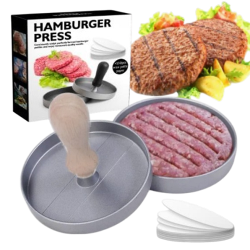 PRASA do Smash Burgerów z Powłoką Nieprzywierającą POJEDYNCZA + 100 Arkuszy Papieru